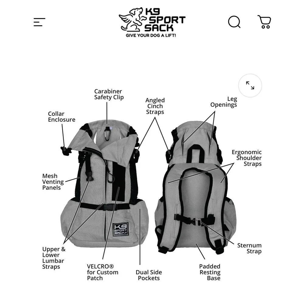 NWT K9 Sport Sack Air 2 Original Fog Carrier Size Large